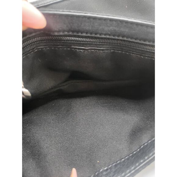 Vintage Coach Hampton Bag Logo Fabric Black Jacquard Monogram Silver Hardware - Picture 7 of 12